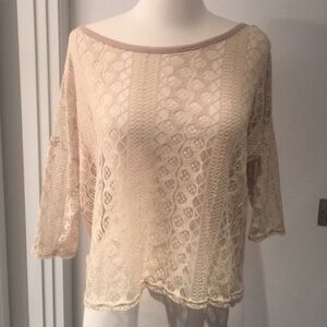 dELiA*s VINTAGE Beige Sheer Lace Top